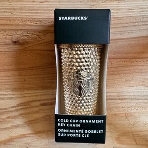 New -Starbucks Key Chain Bling Fall Winter Holiday 2022 Coffee Cup - Gold